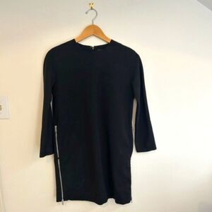 COS Zippered Side Detail Black Long Sleeve Mini Dress- Size 4